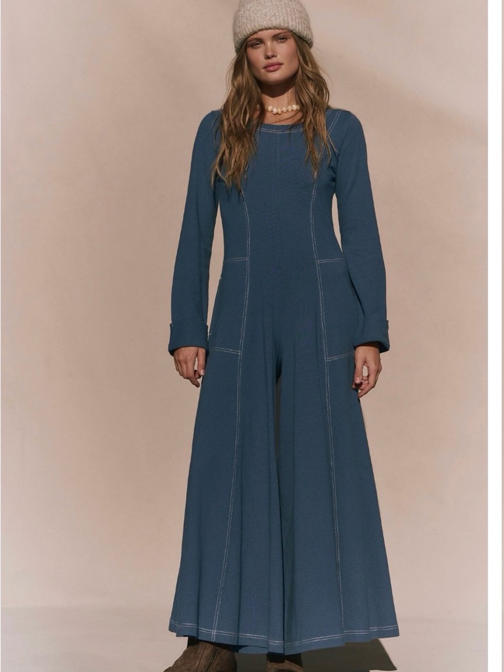 🆕Bnwt Free People  Strada Long-Sleeve Wide-Leg Jumpsuit